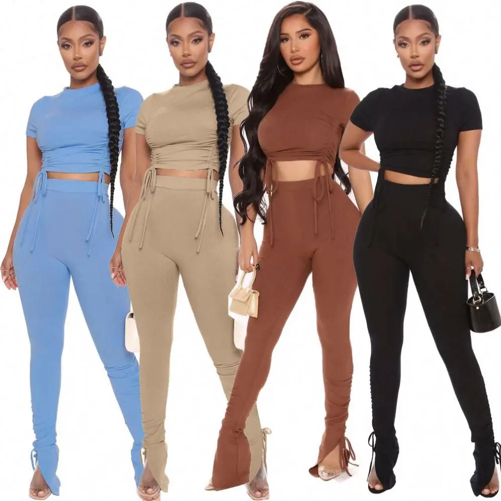 MISS Latest Design Solid Color 2 Piece Set Women Crop Top Long Pants Slit Drawstring Clothing Two Piece Sets
MISS Latest Design Solid Color 2 Piece Set Women Crop Top Long Pants Slit Drawstring Clothing Two Piece Sets