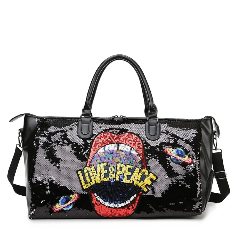 Sequined yoga duffel bag leather travel bag luggage bag with adjustable shoulder strap for gym, Customers' requirement
Sequined yoga duffel bag leather travel bag luggage bag with adjustable shoulder strap for gym, Customers' requirement