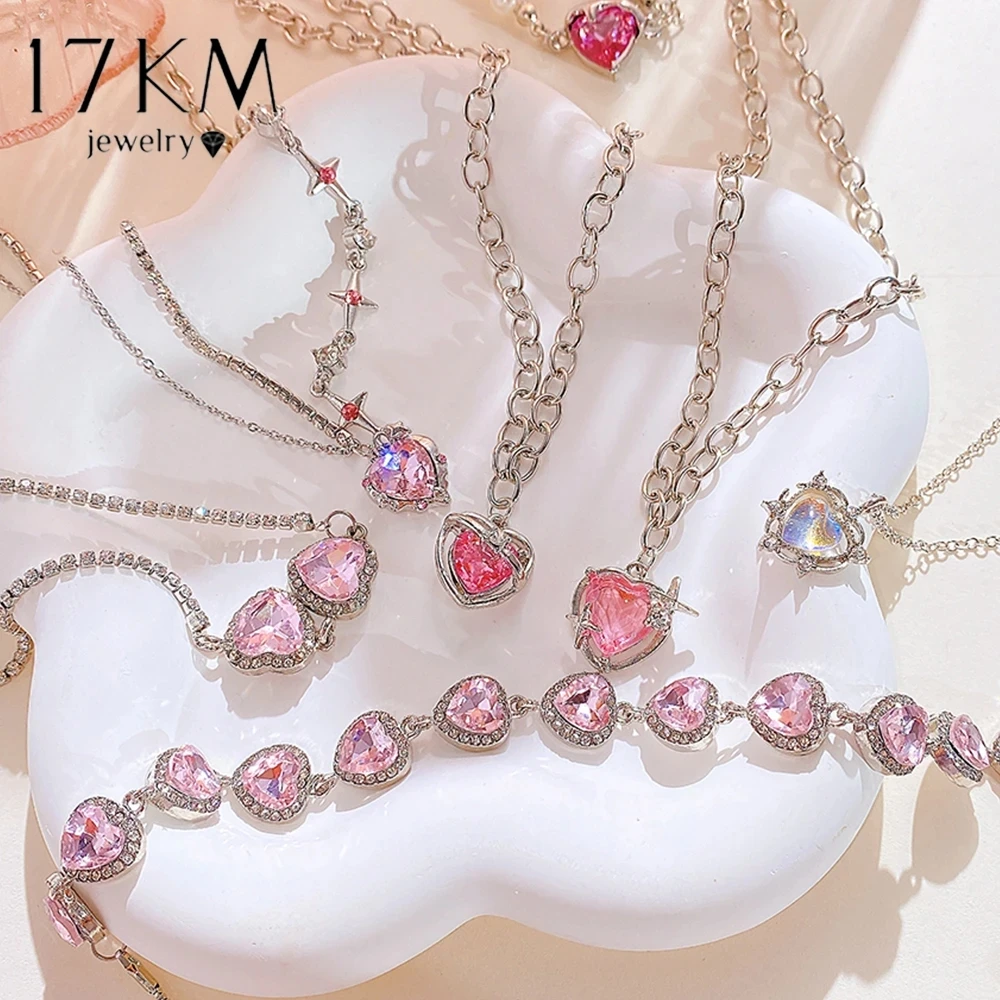 17KM Girlish Pink Heart Zircon Necklace for Women Girls Fashion Jewelry Pendant Necklace Aesthetic Long Chain Crystal Necklaces
17KM Girlish Pink Heart Zircon Necklace for Women Girls Fashion Jewelry Pendant Necklace Aesthetic Long Chain Crystal Necklaces
