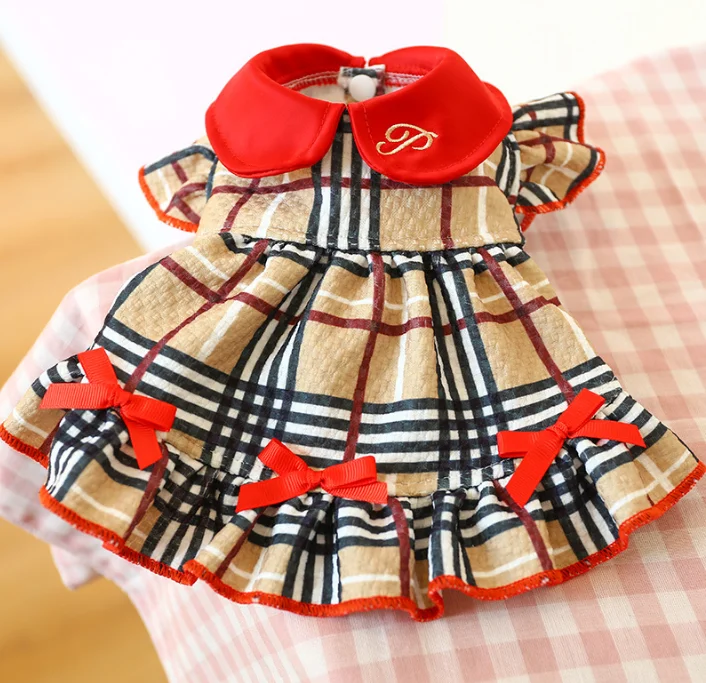 Hot Sale Wedding Related Red Collar Bowknot Grid Classic Plaid Puppy Cat Clothing Luxury Designer Pet Clothes Dog Dress
Hot Sale Wedding Related Red Collar Bowknot Grid Classic Plaid Puppy Cat Clothing Luxury Designer Pet Clothes Dog Dress