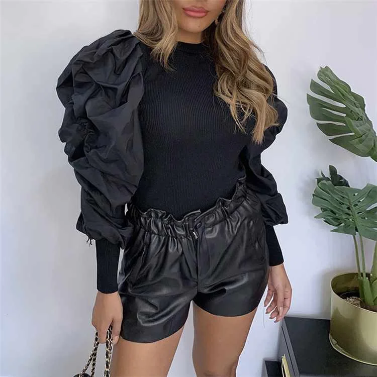 winter women fleece solid color puff sleeve casual sexy women tops for club women fashion T shirt wholesale
winter women fleece solid color puff sleeve casual sexy women tops for club women fashion T shirt wholesale