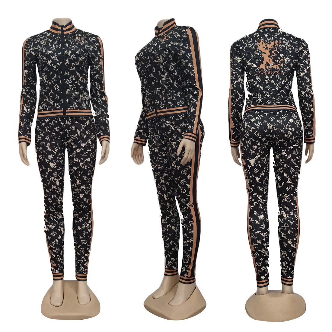 2021 new high quality fashion brand printed full sleeve zipper two piece set women's set
2021 new high quality fashion brand printed full sleeve zipper two piece set women's set