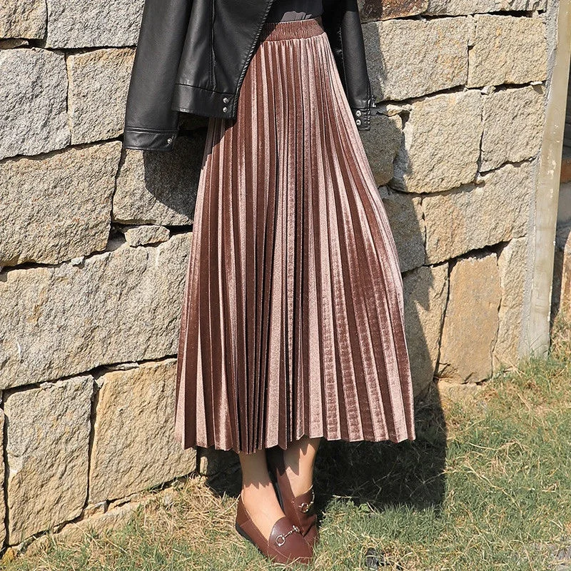 Velvet Skirt Ladies Office Style Spring Summer 2021 Ladies Thin High Waist Midi Umbrella Skirt Pleated Midiskirt Women, Customized color
Velvet Skirt Ladies Office Style Spring Summer 2021 Ladies Thin High Waist Midi Umbrella Skirt Pleated Midiskirt Women, Customized color