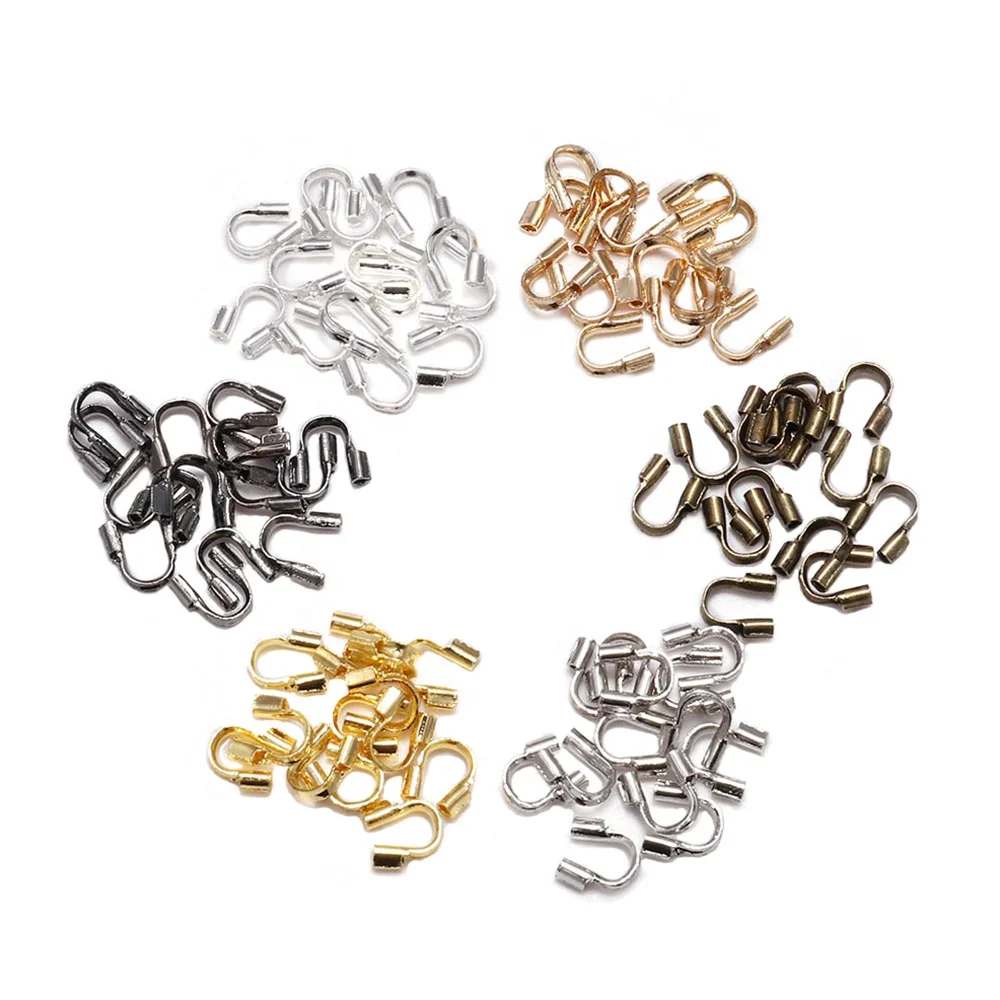 

100pcs/lot 4.5x4mm Wire Protectors Wire Guard Guardian Protectors loops U Shape Accessories Clasps Connector For Jewelry Making, As picture