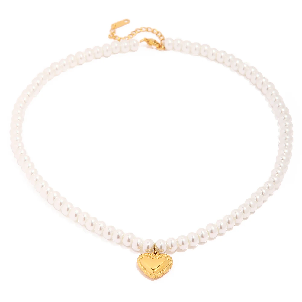 J&D Design Glass Pearl 18k PVD Gold Plated Heart Shape Pendant Necklace Elegant Pearl Jewelry Necklace Set
J&D Design Glass Pearl 18k PVD Gold Plated Heart Shape Pendant Necklace Elegant Pearl Jewelry Necklace Set