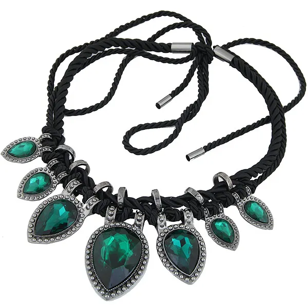 Luxury Waterdrop Green Blue Crystal Sweater Necklace Adjustable Handmade Woven Emerald Crystal Necklace for Wedding
Luxury Waterdrop Green Blue Crystal Sweater Necklace Adjustable Handmade Woven Emerald Crystal Necklace for Wedding