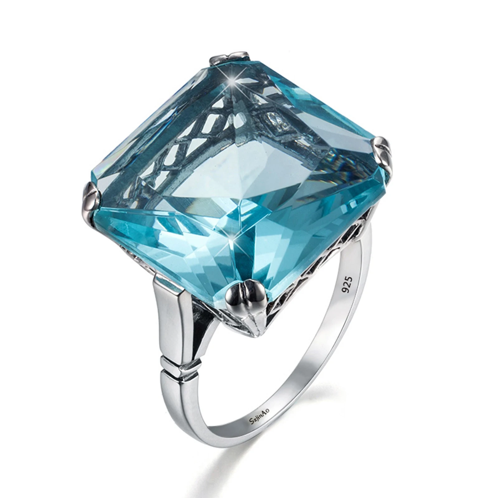 Antique Design 925 Sterling Silver Women Ring Jewelry Big Gemstone Blue Topaz Aquamarine Silver Ring Women
Antique Design 925 Sterling Silver Women Ring Jewelry Big Gemstone Blue Topaz Aquamarine Silver Ring Women