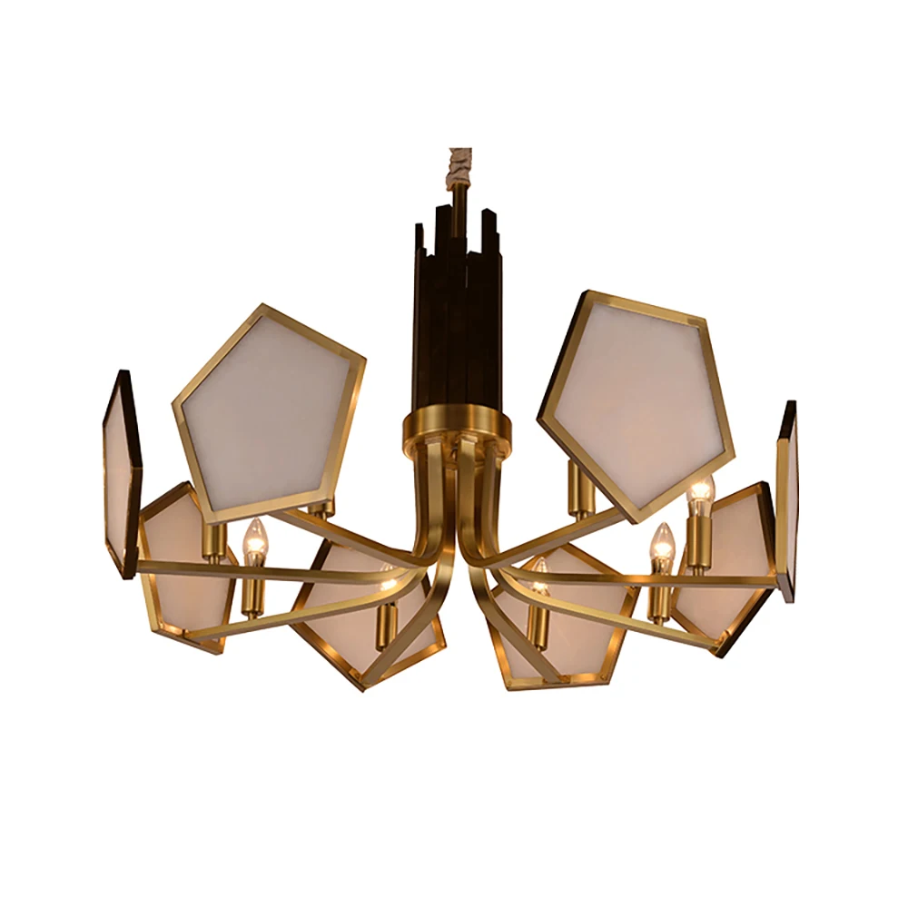 Modern Style Marble E14 Light Source Marble Commercial Copper Chandelier