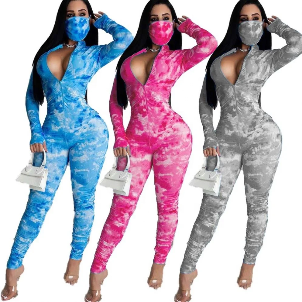 AWN5101 Ladies Autumn Jumpsuits Pleated Tie Dye Stand Up Collar Zipper Tight Long Sleeved Pencil Pants Casual Women Jumpsuit
AWN5101 Ladies Autumn Jumpsuits Pleated Tie Dye Stand Up Collar Zipper Tight Long Sleeved Pencil Pants Casual Women Jumpsuit