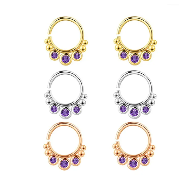 New Arrival Purple Zircon Nose Ring For Women Men Open Hoop Ear Cartilage Body Nose Piercing Jewelry, Silver/rose gold /gold
New Arrival Purple Zircon Nose Ring For Women Men Open Hoop Ear Cartilage Body Nose Piercing Jewelry, Silver/rose gold /gold