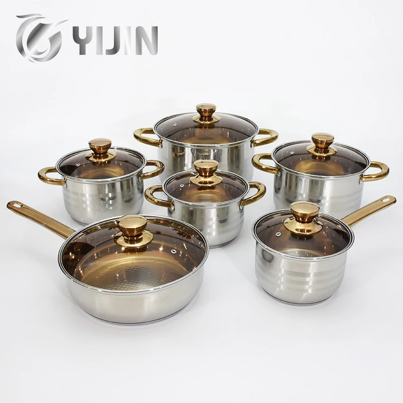 Amazon hot sale 12 pieces gold stainless steel kitchen cooker pan and pot cookware sets
Amazon hot sale 12 pieces gold stainless steel kitchen cooker pan and pot cookware sets
