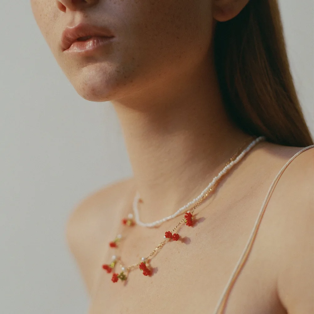 JUHU Explosive cute multi-layer hand-woven rice beads fruit cherry necklace exaggerated short pearl necklace wholesale for women, Red
JUHU Explosive cute multi-layer hand-woven rice beads fruit cherry necklace exaggerated short pearl necklace wholesale for women, Red