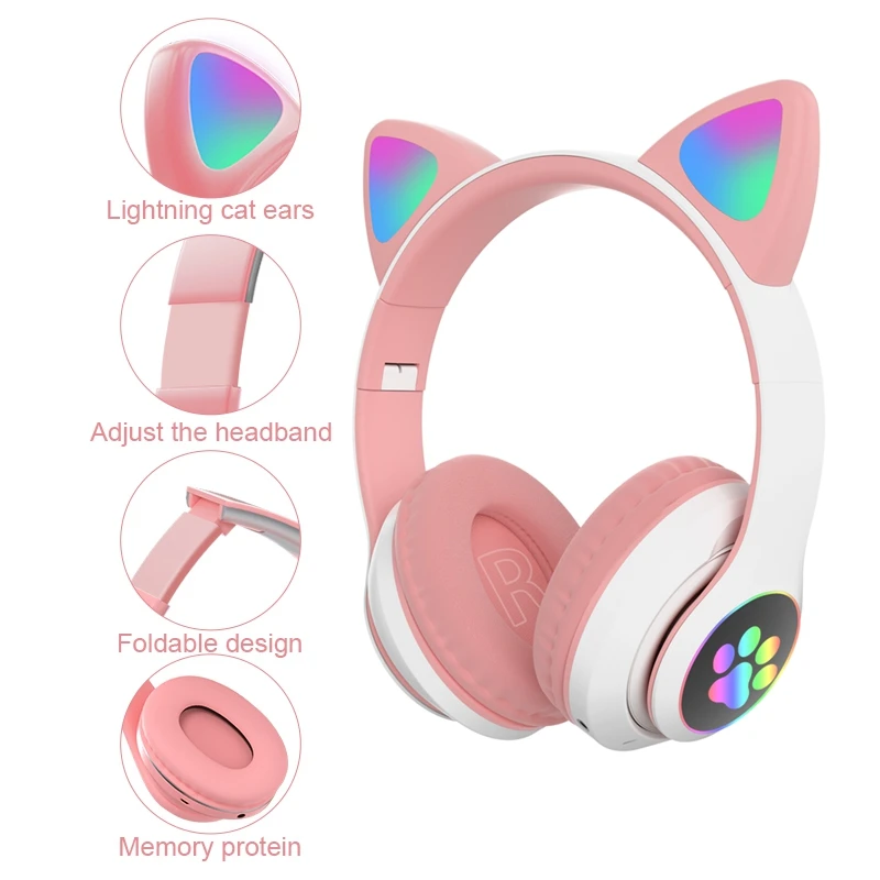 2022 NEW Amazon LED Flash Cute Cat Ear BT Wireless Headphone For Girls Gaming Headset Headphones TF Card With Mic Helmet
2022 NEW Amazon LED Flash Cute Cat Ear BT Wireless Headphone For Girls Gaming Headset Headphones TF Card With Mic Helmet