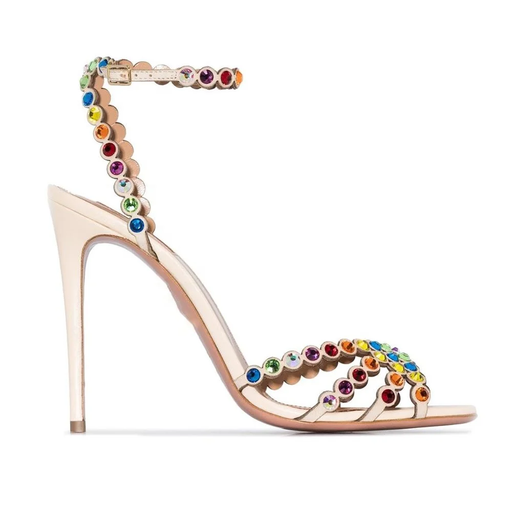 wholesale new collection colorful diamonds strap design high heel ladies sandals shoes, White
wholesale new collection colorful diamonds strap design high heel ladies sandals shoes, White