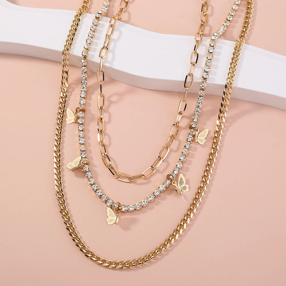 Fashion Designer Bling Iced Out Hip Hop 14K 18K Gold Plated Tennis Chain Butterfly Jewelry Layered Necklaces Woman
Fashion Designer Bling Iced Out Hip Hop 14K 18K Gold Plated Tennis Chain Butterfly Jewelry Layered Necklaces Woman