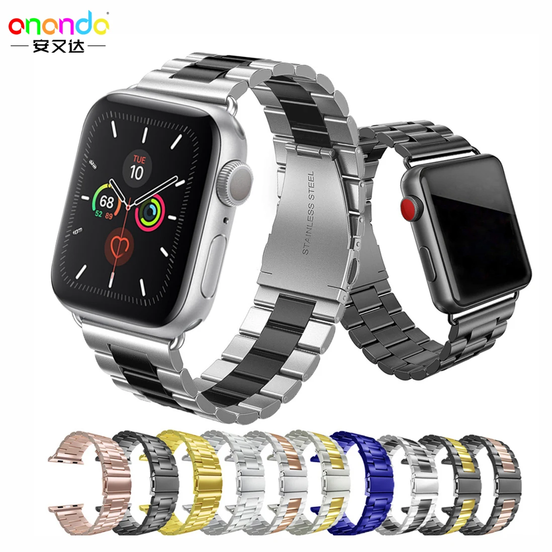 Strap for Apple watch band 44 mm 40mm for iWatch band 38mm 42mm Stainless Steel metal bracelet watch
Strap for Apple watch band 44 mm 40mm for iWatch band 38mm 42mm Stainless Steel metal bracelet watch