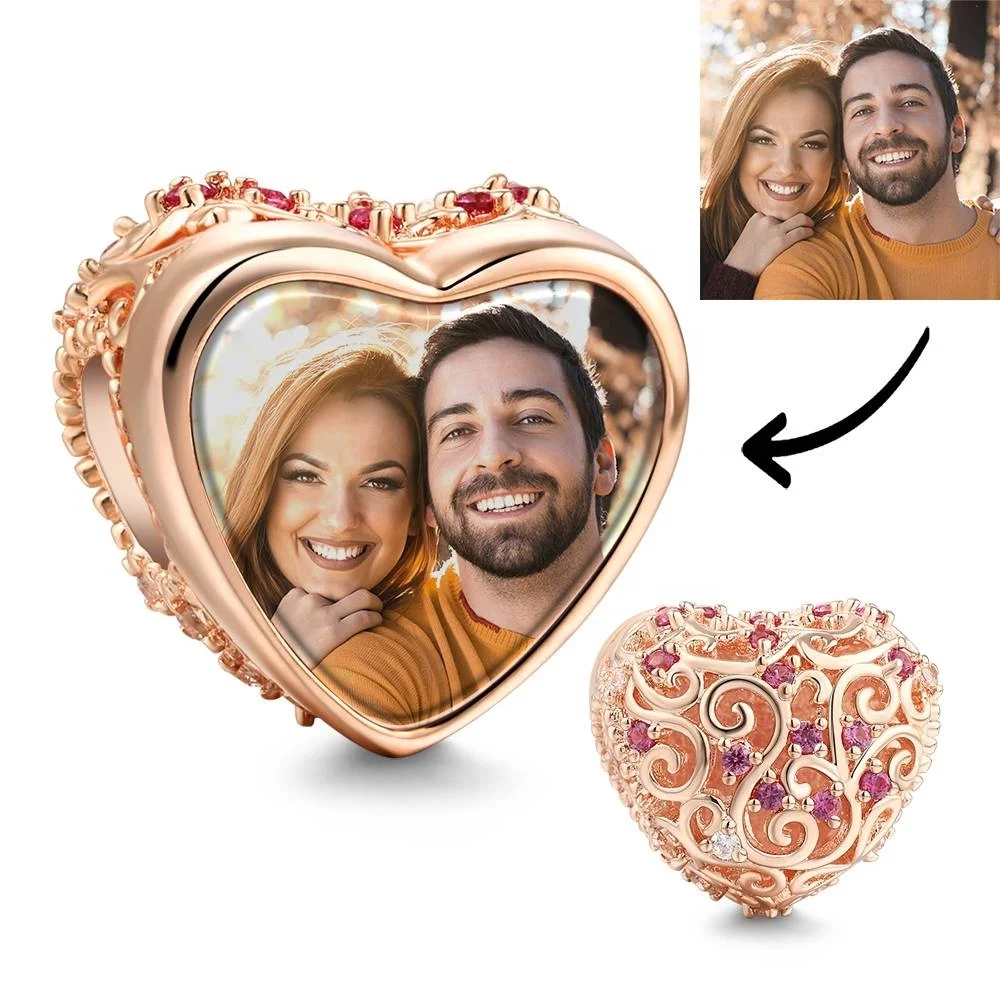 Rose Gold Plated Endless Vines Heart-Shaped Designer Charm Pieces Custom Picture Jewelry Photo Charms With Photo
Rose Gold Plated Endless Vines Heart-Shaped Designer Charm Pieces Custom Picture Jewelry Photo Charms With Photo