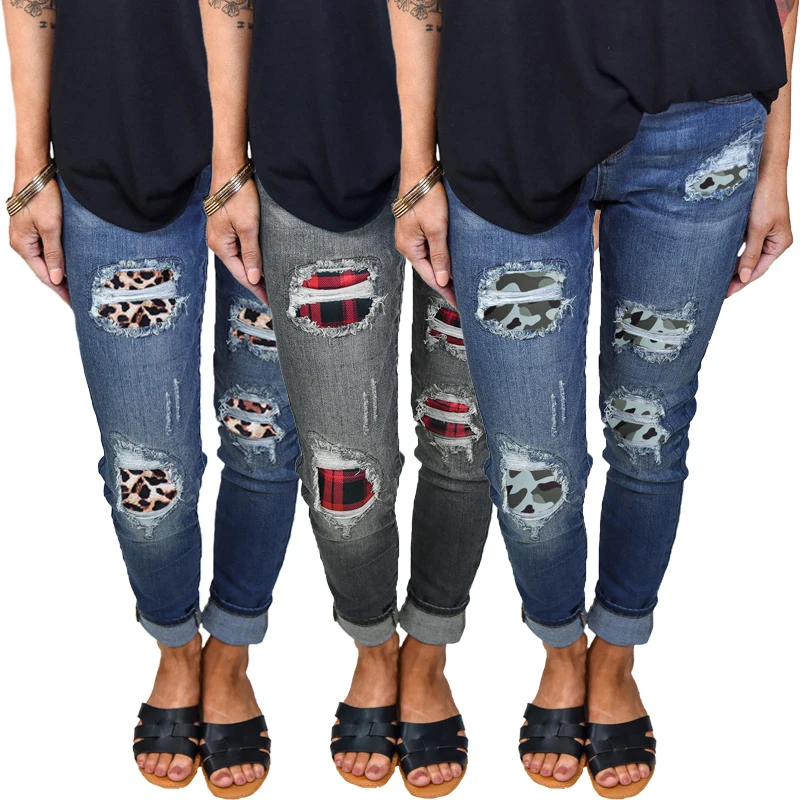 Wholesale High Quality Female Jeans Trouser Pants Vendors Leopard Destroyed Skinny Blue Ladies Jeans
Wholesale High Quality Female Jeans Trouser Pants Vendors Leopard Destroyed Skinny Blue Ladies Jeans