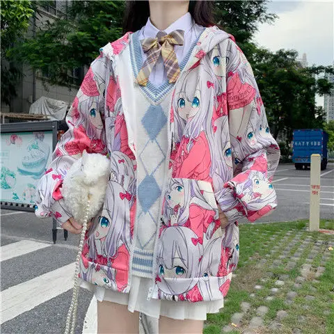 Autumn Anime Hoodie Fashion Kawaii Print Zip Up Hoodies Streetwear Harajuku Sweatshirt Korean Style Cute Women Hoodies, Pink,purple
Autumn Anime Hoodie Fashion Kawaii Print Zip Up Hoodies Streetwear Harajuku Sweatshirt Korean Style Cute Women Hoodies, Pink,purple