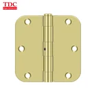 Polished Brass 3.5" 5/8 Radius Pinghu Residential Steel Furniture Hinge w NRP