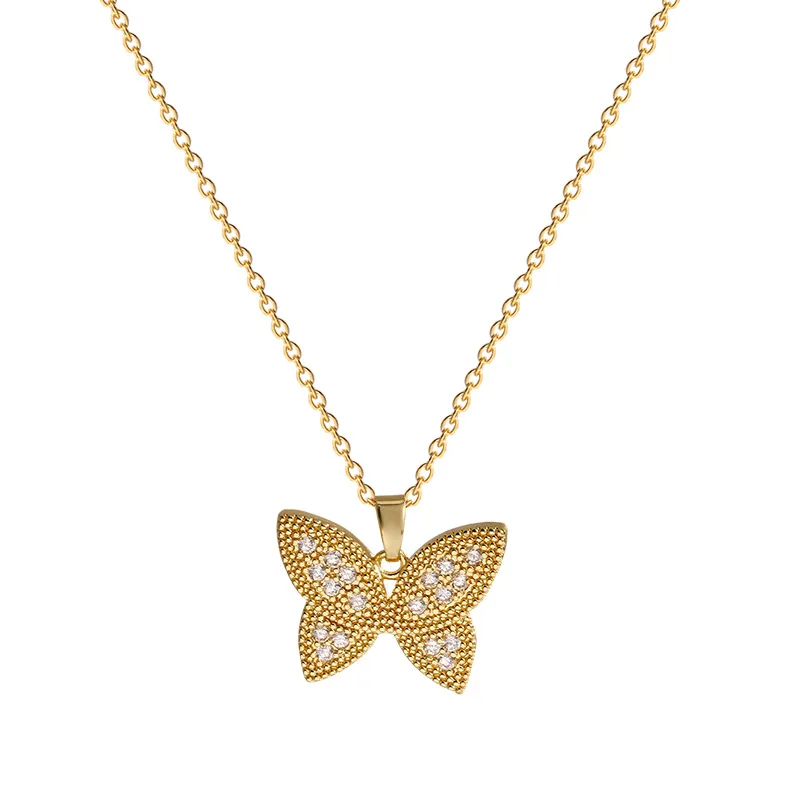 Real 18k Gold Plated Crystal Zircon Butterfly Choker Necklace Stainless Steel Butterfly Pendant Necklace
Real 18k Gold Plated Crystal Zircon Butterfly Choker Necklace Stainless Steel Butterfly Pendant Necklace