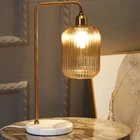 New design hotel bed light 40w glass lampshade table lamp