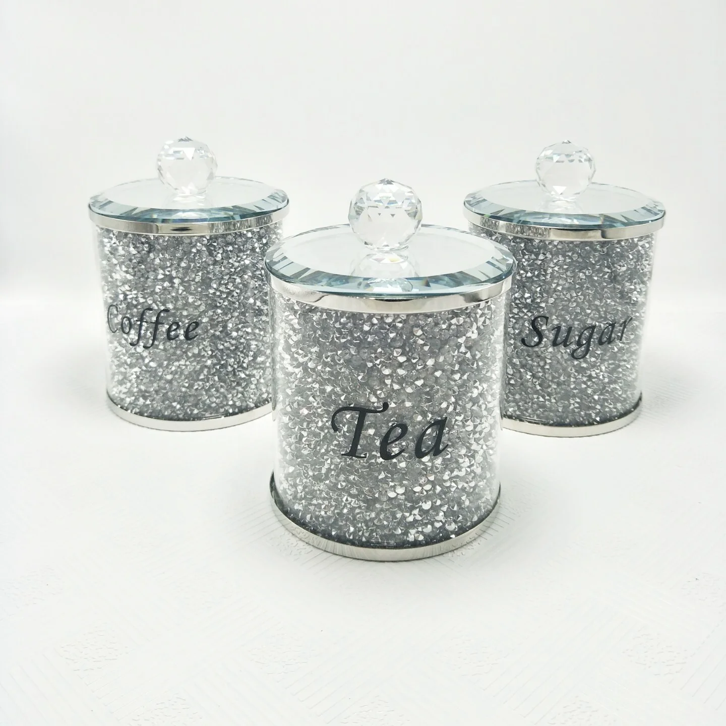 Hot sale crystal glass coffee, tea, sugar jar canister with lid, Transparent/silver / gold / black
Hot sale crystal glass coffee, tea, sugar jar canister with lid, Transparent/silver / gold / black
