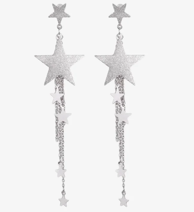 Earrings personality temperament five-pointed star long tassel earrings Korean earrings 
Earrings personality temperament five-pointed star long tassel earrings Korean earrings