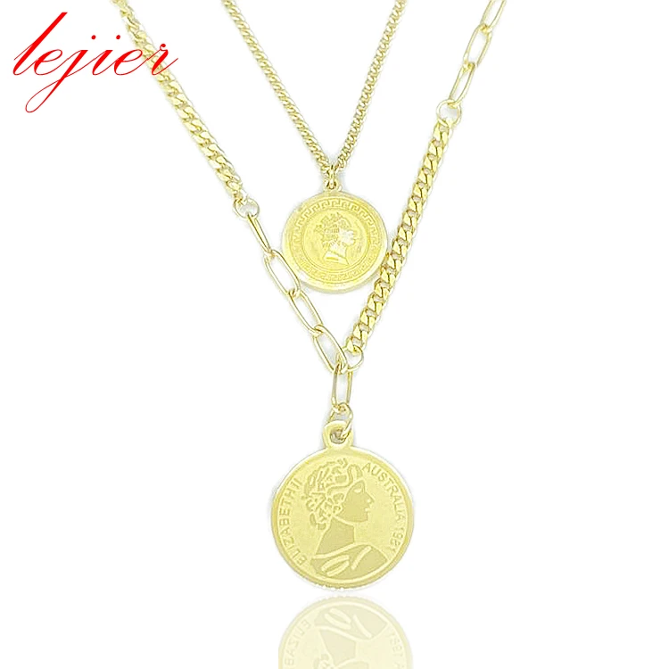 LEJIER18K gold-plated stainless steel double personality letters round smooth multi-layer chain necklace clavicle
LEJIER18K gold-plated stainless steel double personality letters round smooth multi-layer chain necklace clavicle