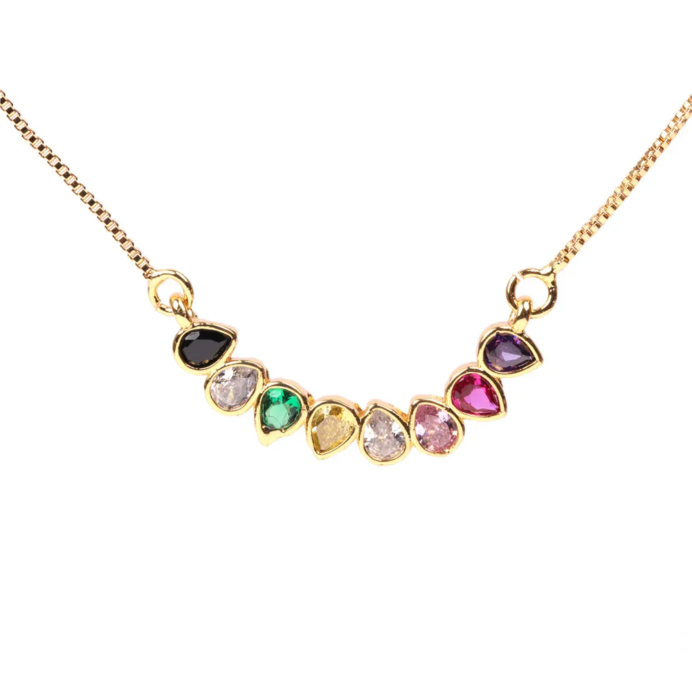 Fashionable bijoux 1.6mm copper gold plated box chain Water drop diamond necklace
Fashionable bijoux 1.6mm copper gold plated box chain Water drop diamond necklace