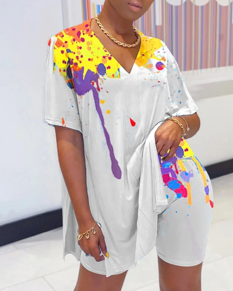 DLL-TB5295 New fashion casual print shirt and shorts outfit two piece summer set v neck women plus size 2 piece sets
DLL-TB5295 New fashion casual print shirt and shorts outfit two piece summer set v neck women plus size 2 piece sets