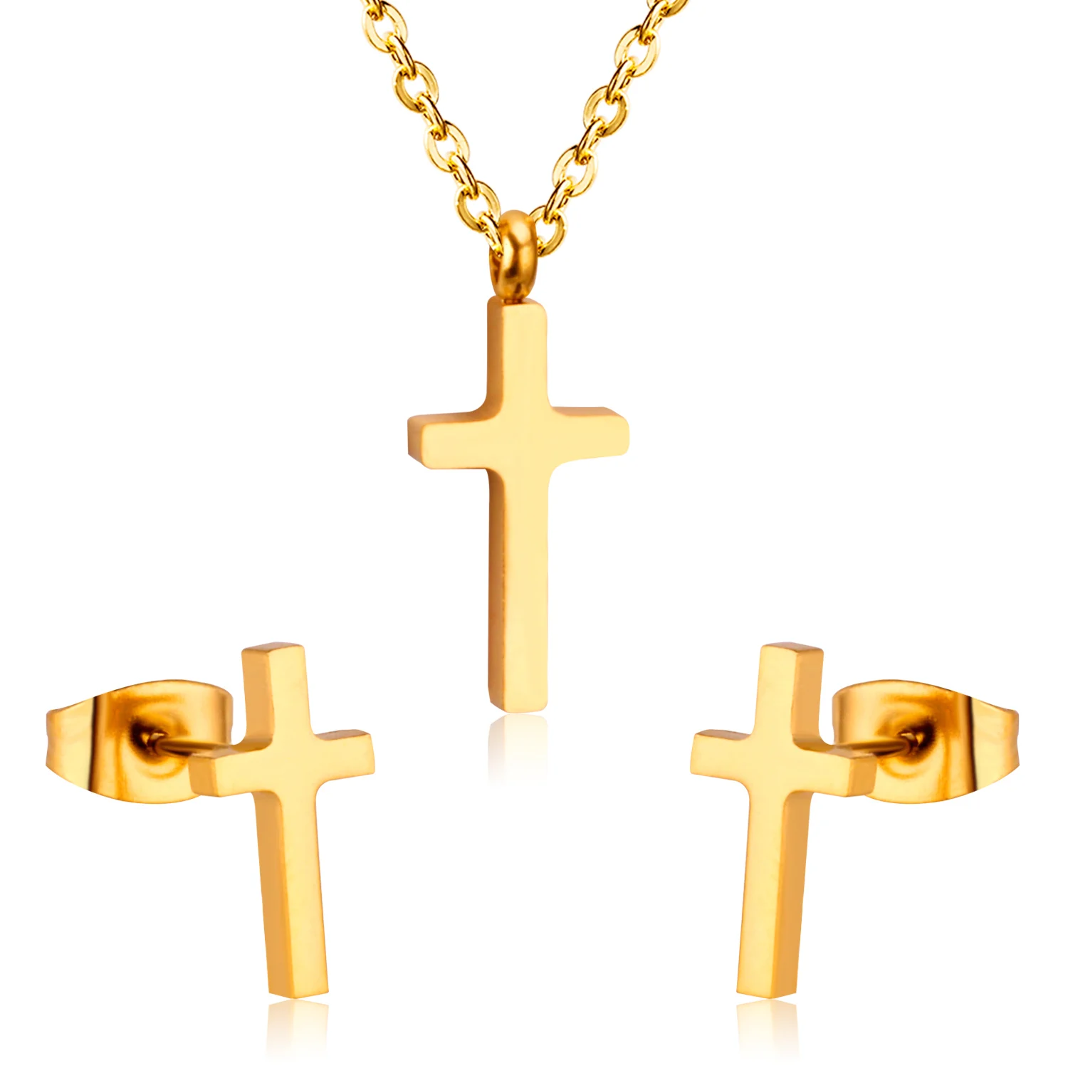 2021 New Hot Sale Fashionable Cross 18k Gold and Silver Necklace Earrings Jewelry Set for Gifts, Gold/silver available
2021 New Hot Sale Fashionable Cross 18k Gold and Silver Necklace Earrings Jewelry Set for Gifts, Gold/silver available