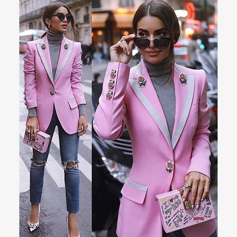 A4564 Western Style Pink Flowers Button Pocket Long Sleeve Plus Size Coats Woman Elegant Suits womens boutique, Black
A4564 Western Style Pink Flowers Button Pocket Long Sleeve Plus Size Coats Woman Elegant Suits womens boutique, Black