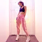 Casual Girls Baggy Trousers Cotton Drawstring Loose Jogger Pants for Hip Hop