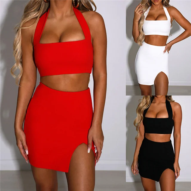 2021 New Solid Color Short Skirt Two-piece Set Sexy Halter Camisole Split Short Skirt Set, Picture showed
2021 New Solid Color Short Skirt Two-piece Set Sexy Halter Camisole Split Short Skirt Set, Picture showed