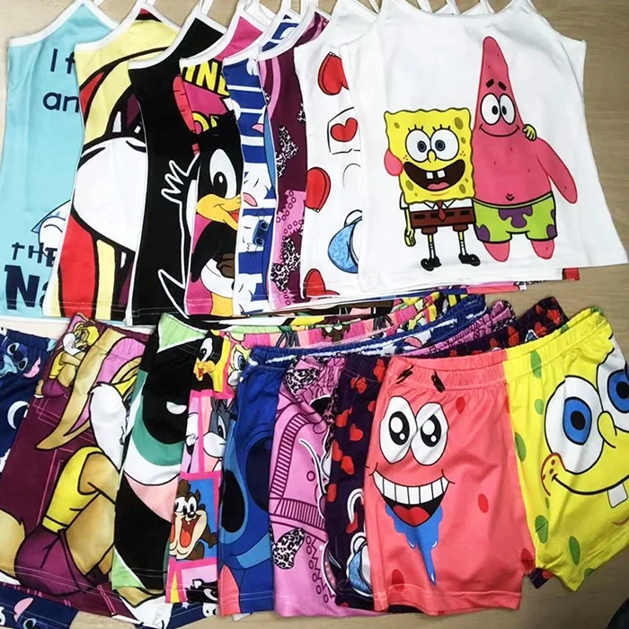 Wholesale women spongebb Patrick Star cartoon pajama shorts set girls' sleepwear, Mix color
Wholesale women spongebb Patrick Star cartoon pajama shorts set girls' sleepwear, Mix color
