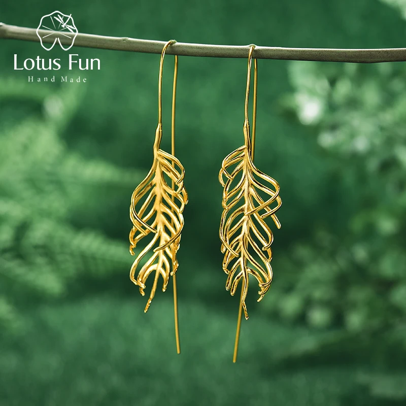 Lotus Fun Fine Jewelry 925 Sterling Silver Drop Earrings 18k Gold Plated Leaf Earrings For Woman, As picture
Lotus Fun Fine Jewelry 925 Sterling Silver Drop Earrings 18k Gold Plated Leaf Earrings For Woman, As picture