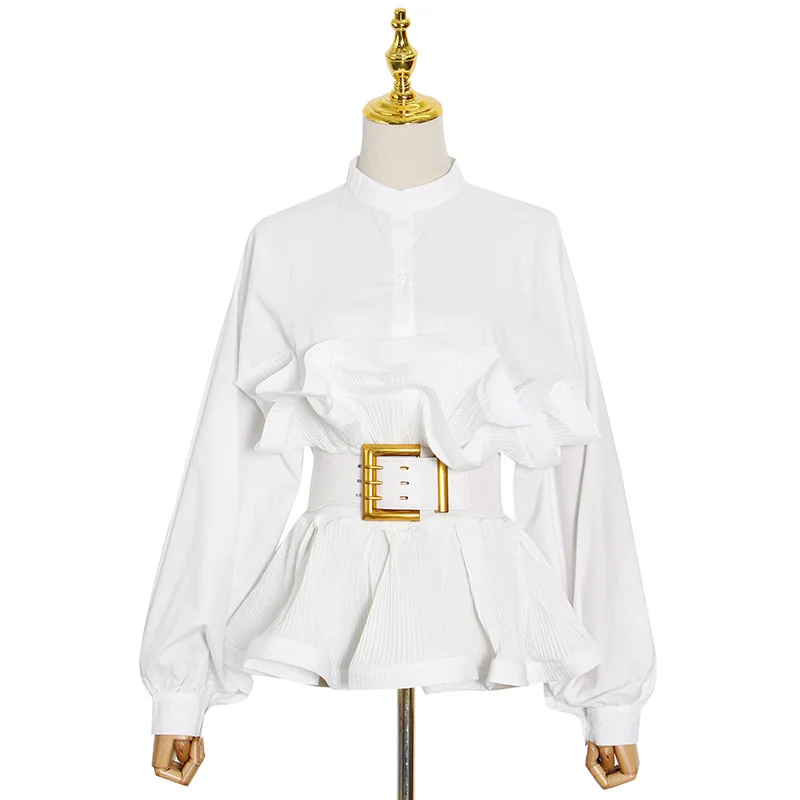 2021 New Arrivals Woman Tops Fashionable Single Breasted Puff Sleeve Ruffles Splicing Shirts For Women
2021 New Arrivals Woman Tops Fashionable Single Breasted Puff Sleeve Ruffles Splicing Shirts For Women