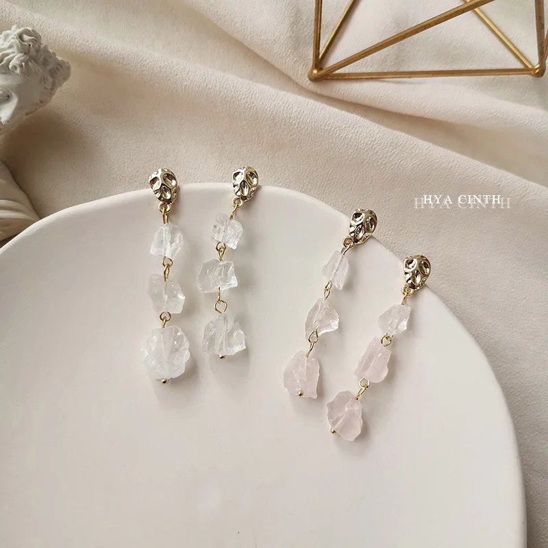 Vintage Simple Women Jewelry Real Gold Plated Korean Women Accessories Natural Stone Quartz Crystal Drop Earrings, As pic
Vintage Simple Women Jewelry Real Gold Plated Korean Women Accessories Natural Stone Quartz Crystal Drop Earrings, As pic