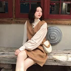 ASM ANNA fall new v-neck sleeveless casual fashion dress long loose wool vest dress