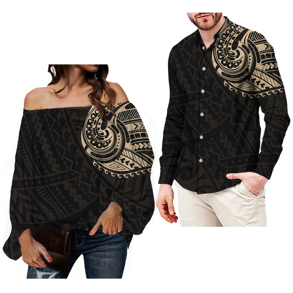 Women Long Sleeve T Shirt Set Black and Gold Polynesian Tattoo Designs Chiffon Blouses Loose Tops Tunic Matching Couple Shirts, Customized color
Women Long Sleeve T Shirt Set Black and Gold Polynesian Tattoo Designs Chiffon Blouses Loose Tops Tunic Matching Couple Shirts, Customized color