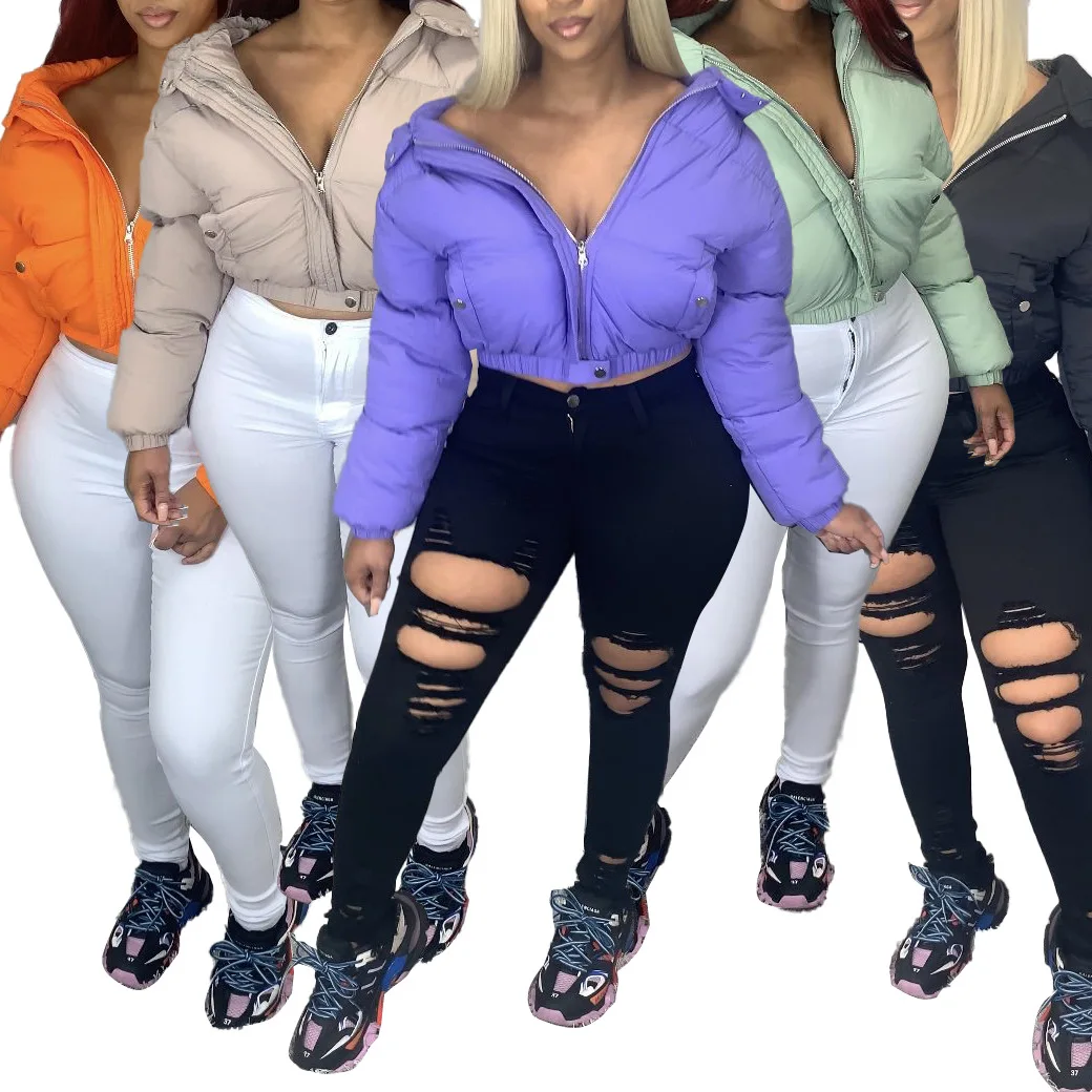 Women Winter Solid Color Thick Hooded Cropped Quilted Bubble Bomber Jackets, Picture
Women Winter Solid Color Thick Hooded Cropped Quilted Bubble Bomber Jackets, Picture