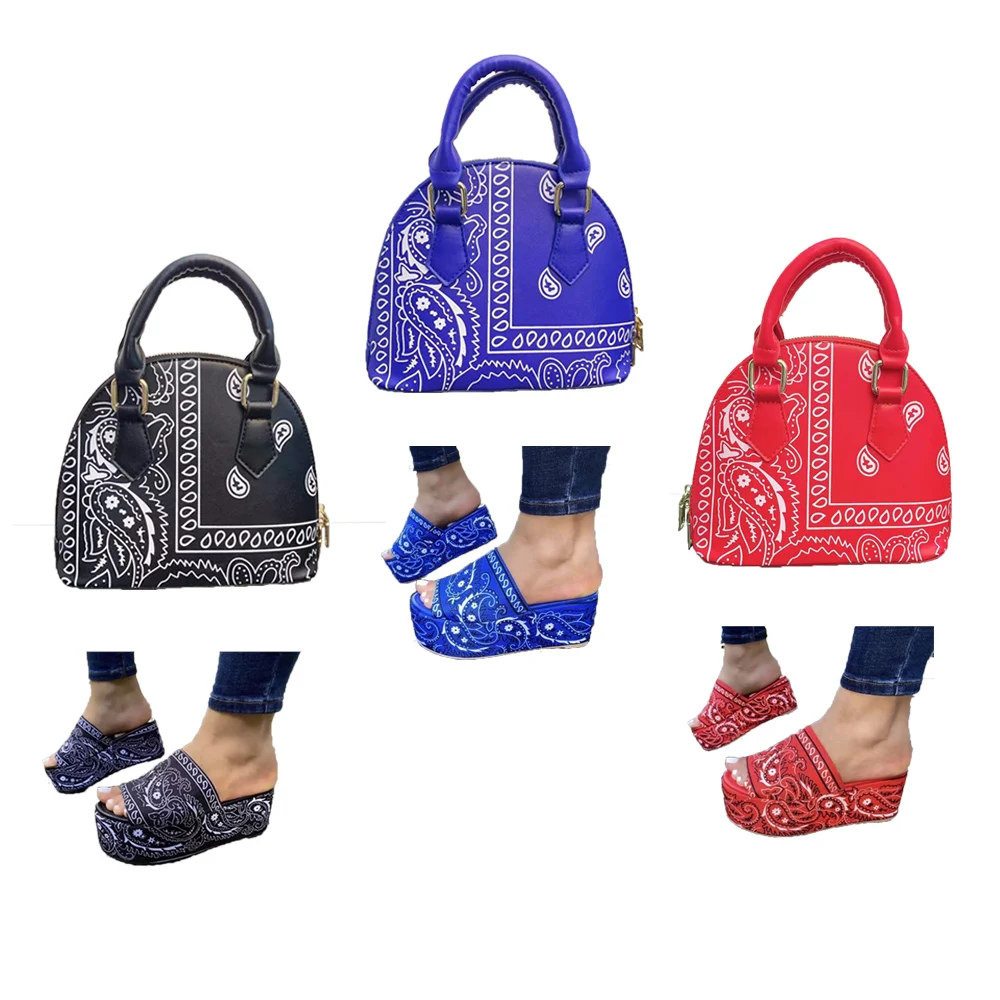 2021 summer New fashion bandana purse and slides set handbags paisley purse and sandals set, 9 colors
2021 summer New fashion bandana purse and slides set handbags paisley purse and sandals set, 9 colors