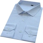 Men's Long Sleeve Double Pockets White Casual Check Shirt