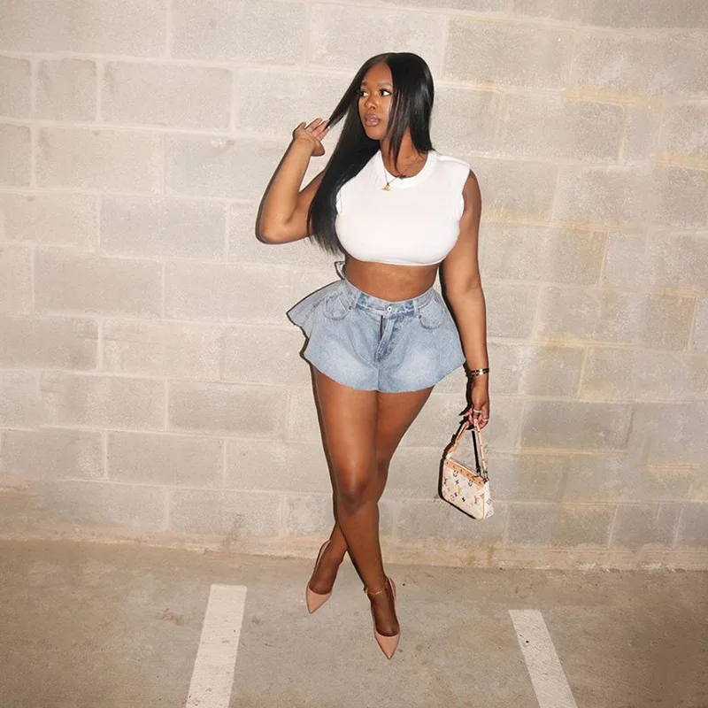 Fashion Summer Autumn Sexy Lace-up highWaist Harem shorts Pockets Zipper Loose Mini Denim Shorts Women Streetwear, Blue
Fashion Summer Autumn Sexy Lace-up highWaist Harem shorts Pockets Zipper Loose Mini Denim Shorts Women Streetwear, Blue