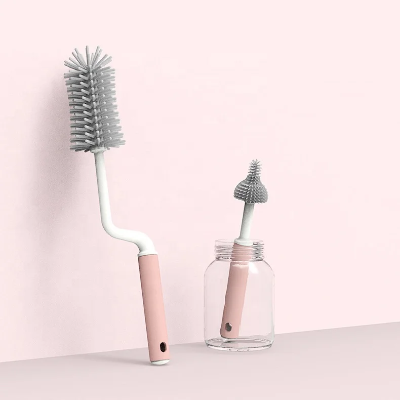 Eco-Friendly Portable 360 Degree Rotating Bottle Liquid Silicone BPA Free Soft Milk Bottle Brush And Straw Brush Set, Picture