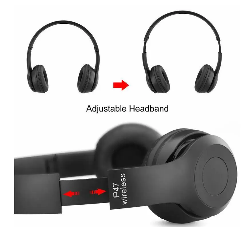 P47 headphone build in battery hands free microphone support TF card sport and game wireless headset
P47 headphone build in battery hands free microphone support TF card sport and game wireless headset
