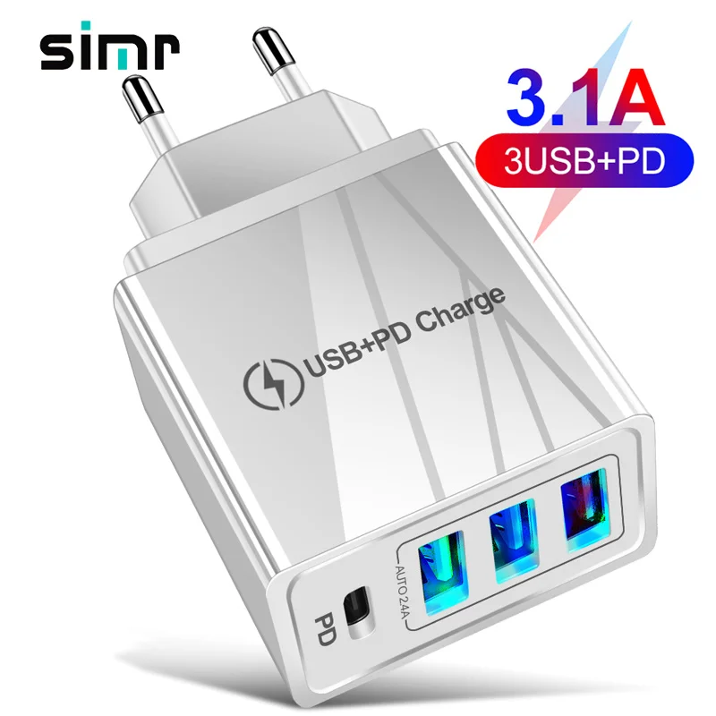 simr PD USB Type C Charger For iPhone 12 Pro Max Mini Quick Charge 3.0 QC Fast Charging Travel Wall charger, Black white
simr PD USB Type C Charger For iPhone 12 Pro Max Mini Quick Charge 3.0 QC Fast Charging Travel Wall charger, Black white