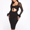 2019 Casual dresses womens clothing ladies elegant sexy long sleeve Feathers bodycon evening dress ropa mujer vestidos apparel