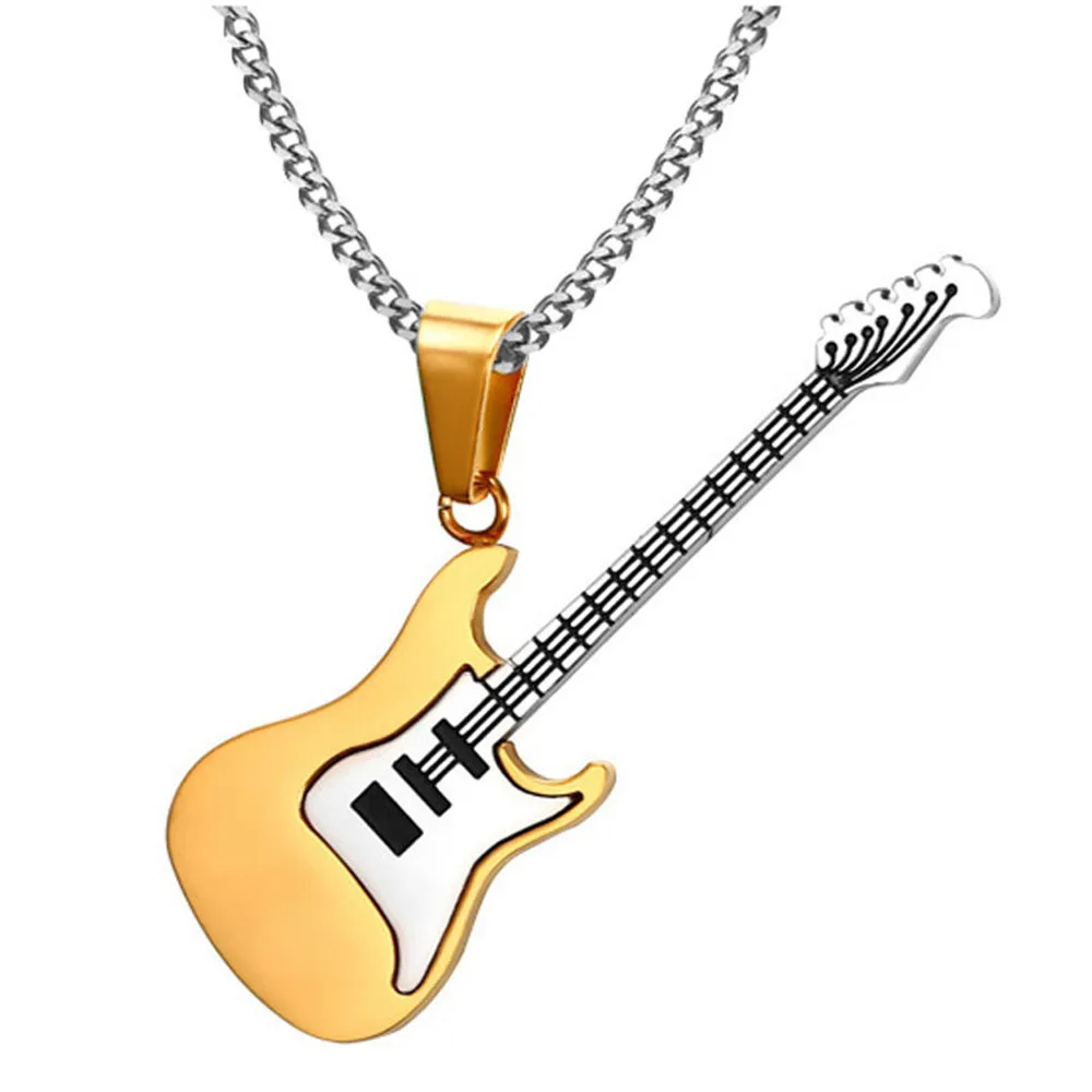 Gold Plated Guitar Necklace for Men or Women Titanium Jewelry Stainless Steel Pendant Necklace Punk Style
Gold Plated Guitar Necklace for Men or Women Titanium Jewelry Stainless Steel Pendant Necklace Punk Style